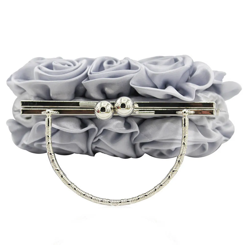 Women Satin Rose Pure Color Handbag Evening Bags Wedding Handbags luxury handbags women bags designer Flower bolsa#ZS Women Satin Rose Pure Color Handbag Evening Bags Wedding Handbags luxury handbags women bags designer Flower bolsa#ZS