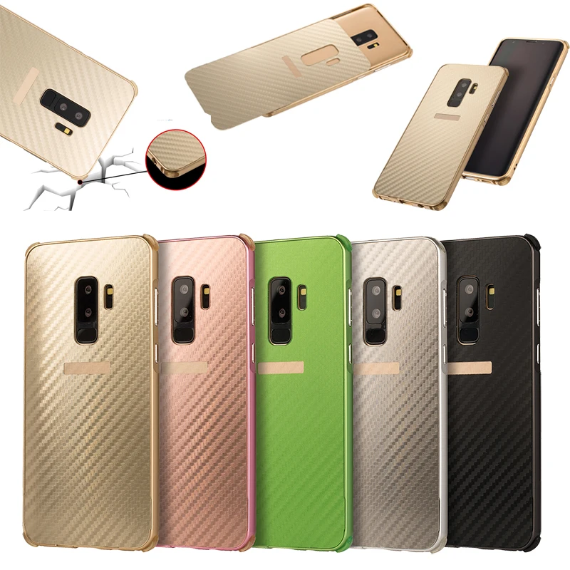 

For Samsung Galaxy S9 S 9 Case Aluminum Metal Frame+Carbon Fiber Hard Back Cover Case for Samsung Galaxy S9 Plus S9+ Phone Shell