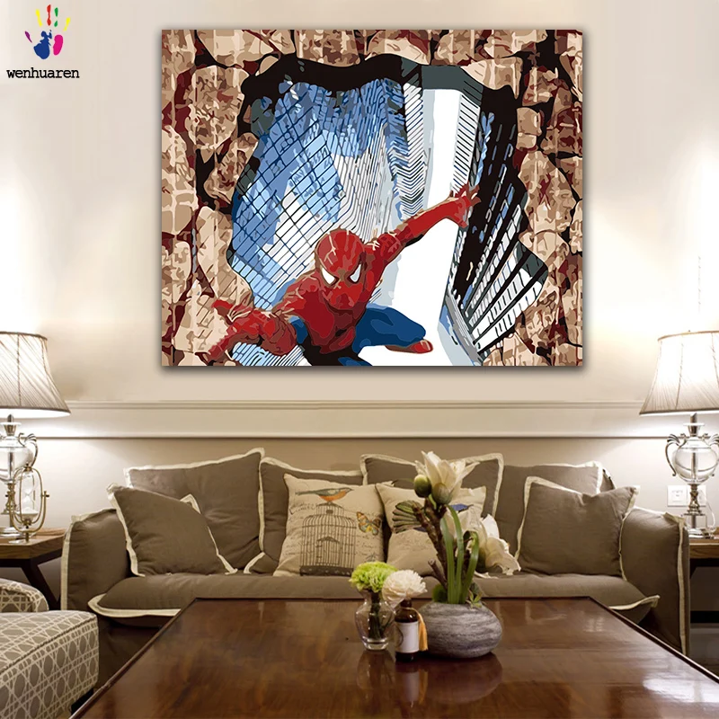 DIY картинки для раскраски по номерам с цветами Бэтмен фильм супергерой картина Рисование Живопись по номерам в рамке дома