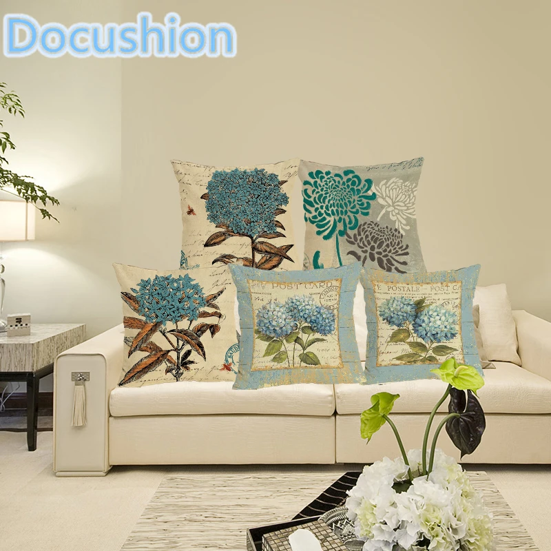Flowers Print Cushion Cover Home Decor Decorative Cushion Case Throw