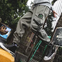 Men's multi-pocket elastic waist design harem pants punk hip-hop street skateboard running men's casual pants multi-pocket pants Men's multi-pocket elastic waist design harem pants punk hip-hop street skateboard running men's casual pants multi-pocket pants