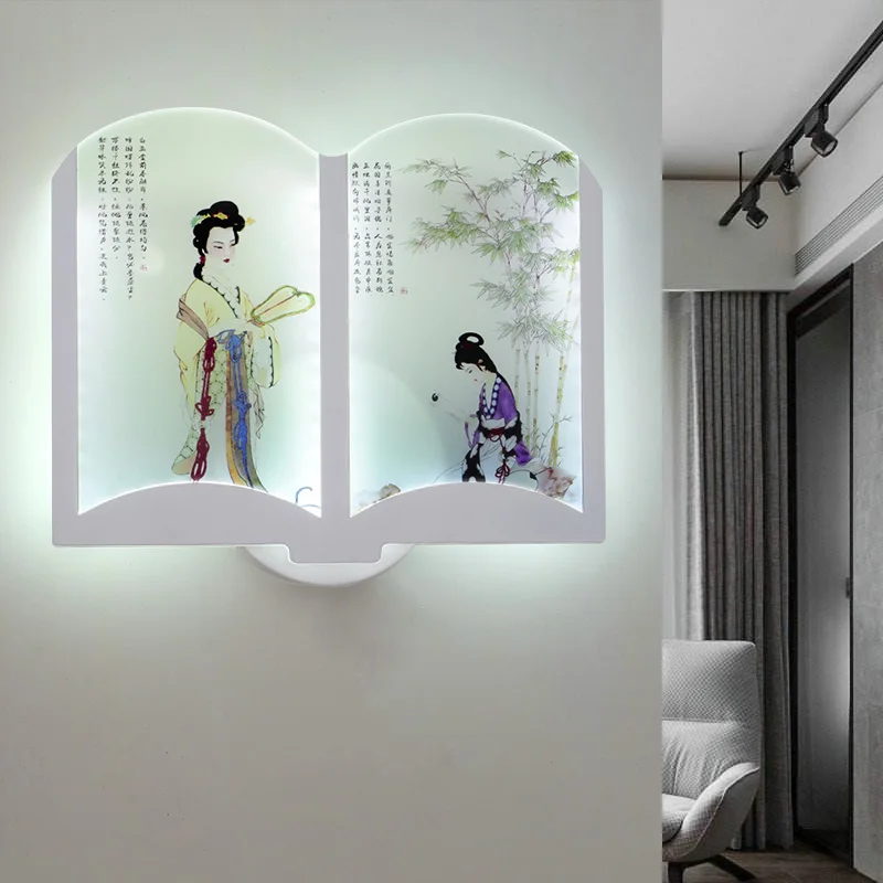 Romantische Mond Lampe 110v 220v Chinesische Bild Klassische Wand Licht Buch Runde Wand Montiert Licht Nacht Eingang Treppen Led Glanz Aliexpress