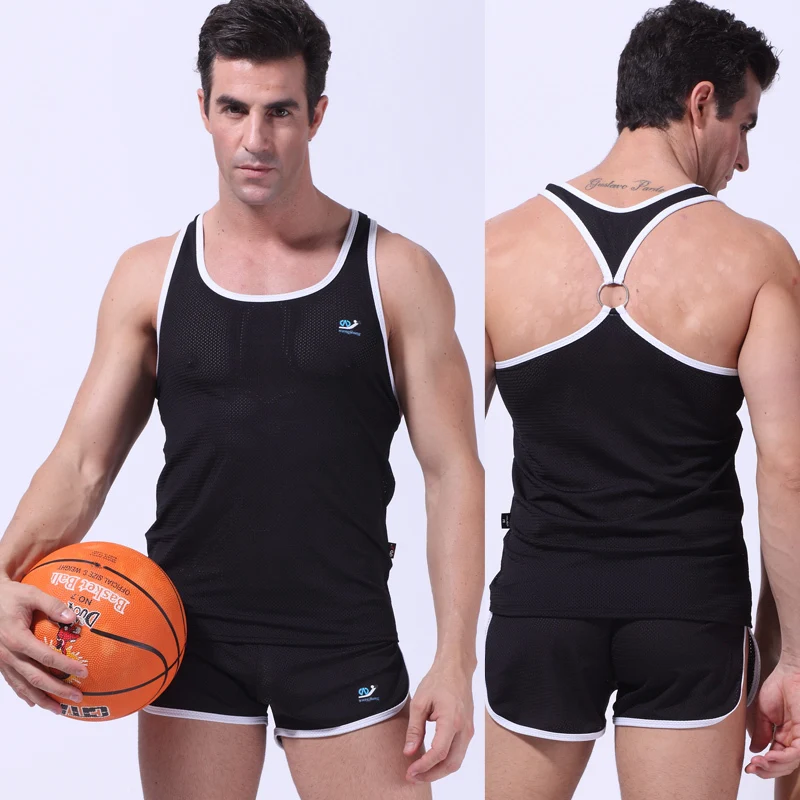 3 Pcs/Lot WJ Men's vest-type mesh belt hoop tight breathable male slimming tank top for fitness men vest bodybuilding undershirt | Мужская