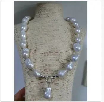 

new design 20-25mmmm south sea baroque white pearl necklace 18inch 925s