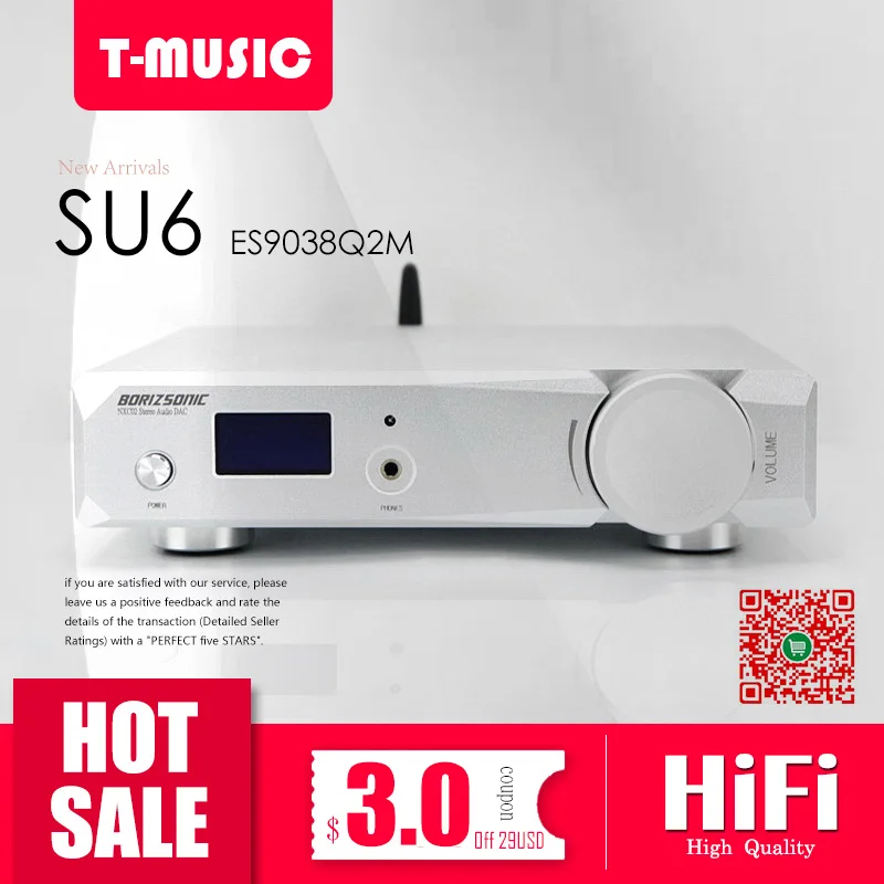 Новый SU6 двойной ES9038 Q2M XMOS XU208 USB DAC с Bluetooth 5 0 поддержка DSD DOP/TPA6120 усилитель для