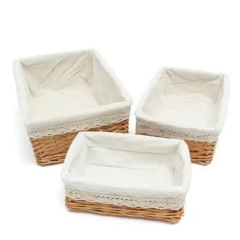 

Multipurpose Rectangular Wicker Storage Basket With Removable Washable Liner Willow Woven Containers