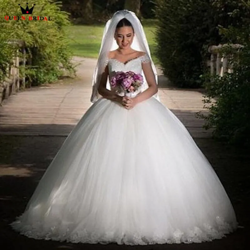 

Ball Gown Cap Sleeve Tulle Lace Romantic Long Formal Bridal Wedding Dresses 2018 New Fashion Wedding Gown Custom Made YB92