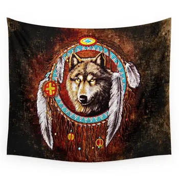 

Indian Native Stark Clan Wolf Dream Catcher Wall Tapestry Small