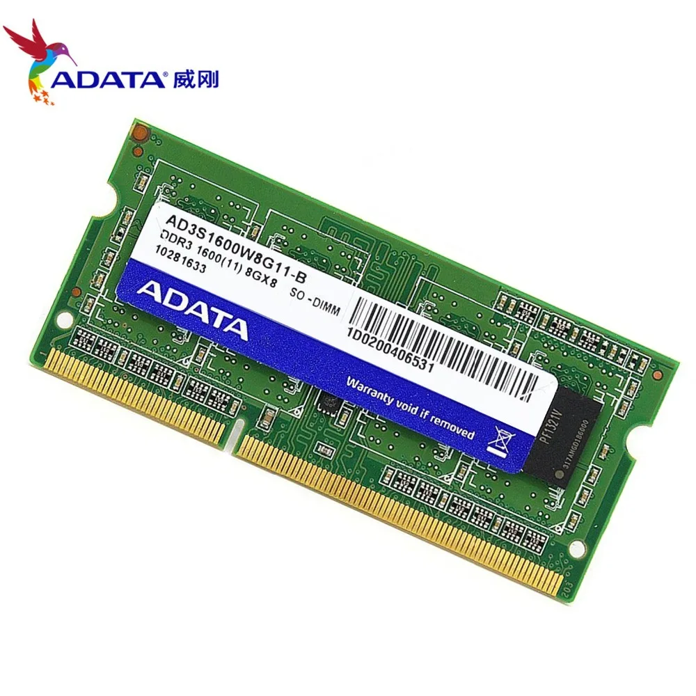 AData DDR3 8 Гб 1600 МГц PC3 12800 ноутбук RAM SO DIMM 1333 10600 8G 204 PIN память ноутбука|Оперативная