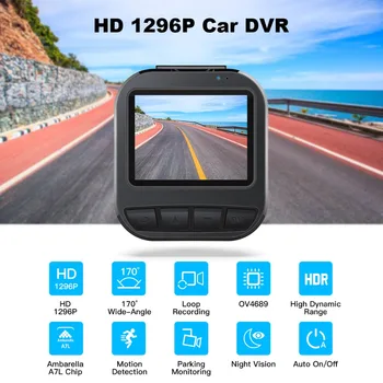 

Car DVR 2" TFT LCD Super HD 1296P 16MP Video Recorder Camera Dash Cam H.264 170 Wide Angle with Parking Monitor HDR Night Vision