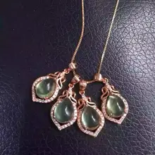 Натуральный Зеленый Пренит камень кулон S925 Стерлинговое серебро натуральный драгоценный камень кулон Цепочки и ожерелья тренд капли воды для женщин ювелирные изделия