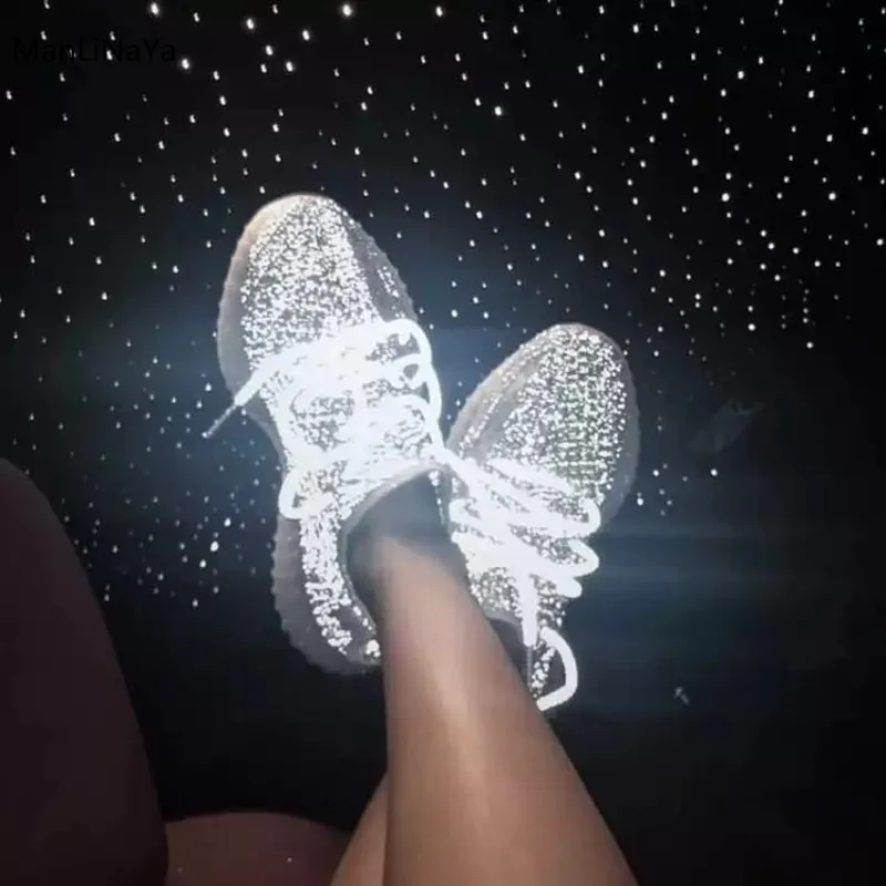 Сетчатая женская обувь на платформе со шнуровкой; Светодиодный светильник; женские кроссовки; дышащая Спортивная обувь на толстом каблуке; шикарная повседневная обувь для влюбленных пар