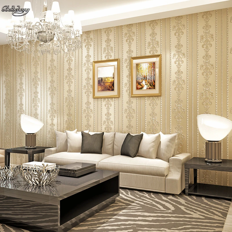 

beibehang Warm modern living room simple plain Jane non-woven wallpaper 3D stereo vertical stripes European bedroom wallpaper
