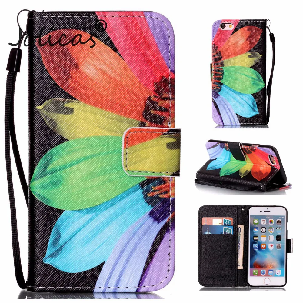 Роскошные Цветные чехол для fundas iPhone 6s 5S 5 SE coque плюс 6 Plus + держателей карт phoone