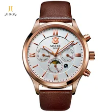Brand Men s Quartz Watch Genuine Leather Male Wristwatch Men Watch 6 Pointer Rome Numeral Moon