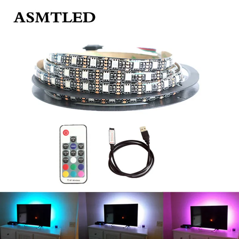 Светодиодная лента 5 в пост. Тока черная SMD 5050 RGB USB с мини 3 клавишами 24/44/17