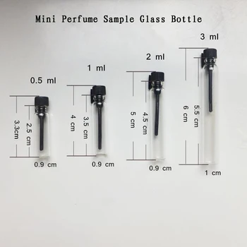

100pcs 0.5/1/2/3ml Mini Glass Bottle,Black/White Cap Dip Tips Small Perfume Sample Vial Mini Cosmetic Container Free Shipping