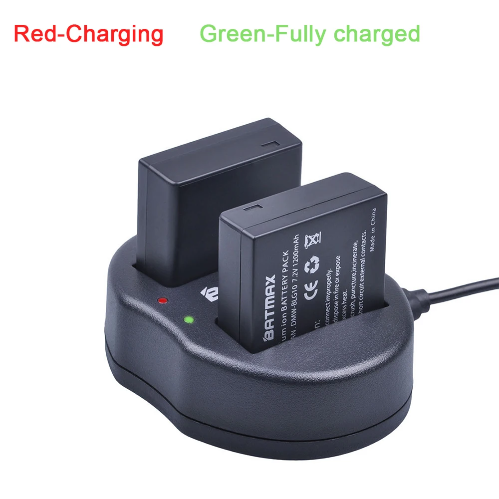 DuraPro 2 batterie DMW-BLE9 DMW-BLE9E DMW-BLG10 DMW-BLG10E + caricatore doppio USB per Panasonic Lumix DC LX100 II GX9 TZ200 TZ95 TZ90 DMW TZ100 TZ80 GF6 GX7 GX80 LX100 S6