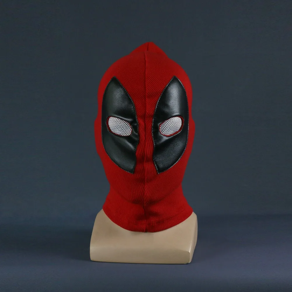 New Marvel Superhero Deadpool Mask Breathable Fabric Faux Leather Full Face Mask Halloween Cosplay Prop