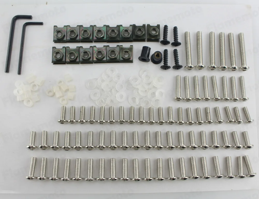 

Chrome Motorcycle Sportbike Windsn Fairing Bolts Kit Fastener Clips Screws