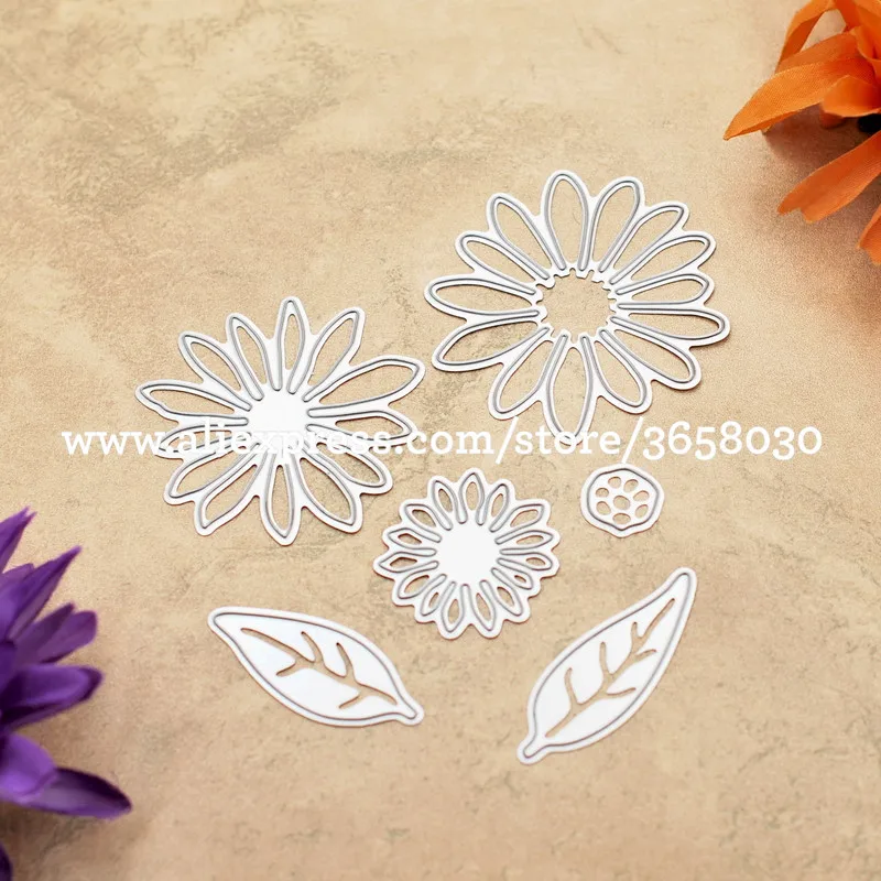 Chrysant цветок с листьями металла высечки штампы для DIY Скрапбукинг Фотоальбом