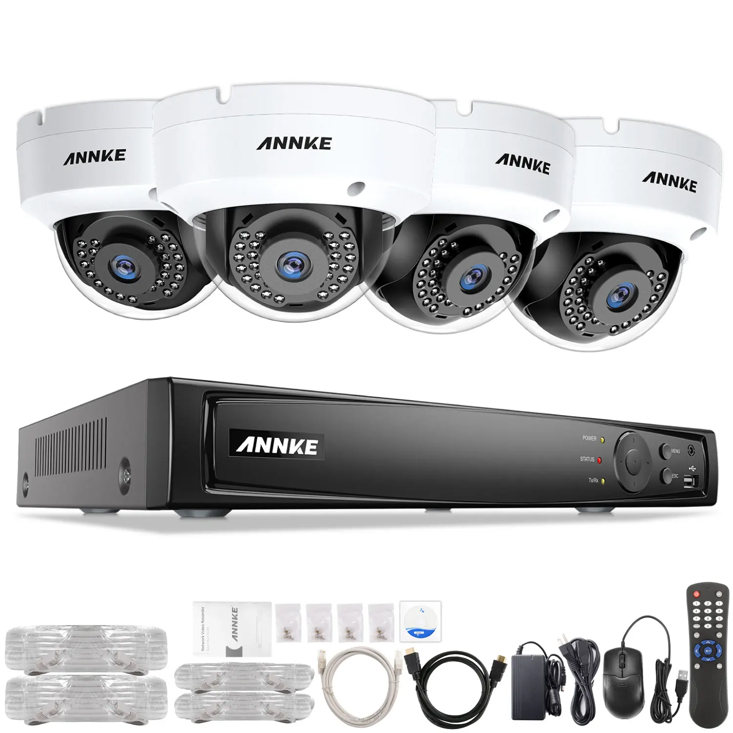 ANNKE 8CH 1080P Ultra HD POE сетевая видео система безопасности 8MP H.265 NVR с 4 шт 2MP 30 м ночного видения Всепогодная IP камера