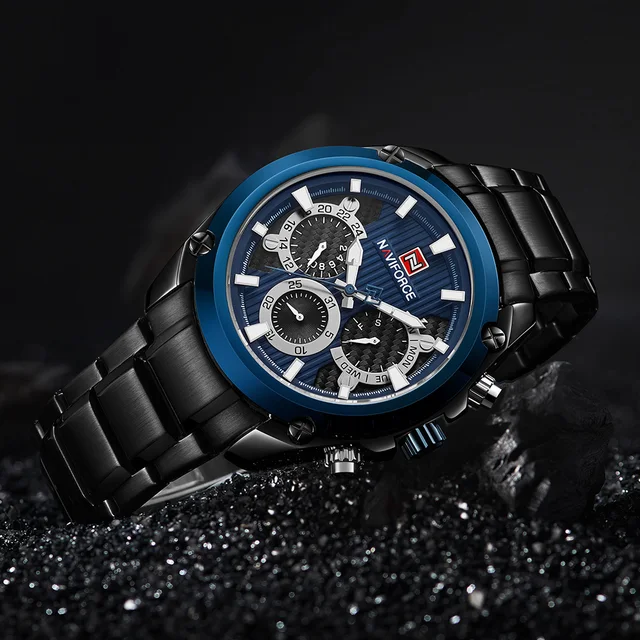 Naviforce高級ブランド腕時計レロジオ トップブランドの高級 NAVIFORCE ブルーゴールド腕時計メンズ