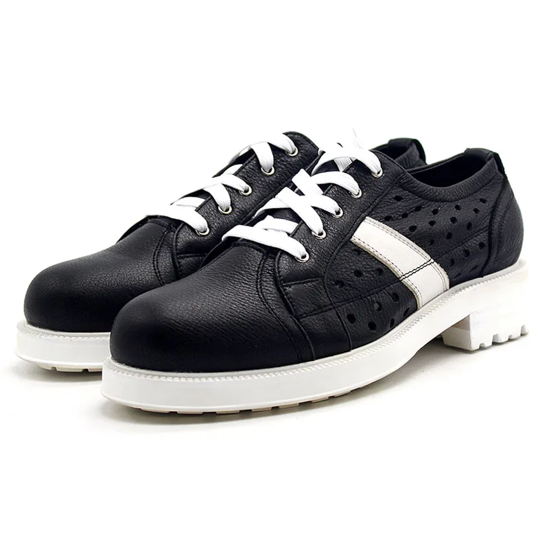 Für Plattform Teenager Atmungsaktive Marke Casual High Up Aushöhlen Schuhe Street Lace Dicke Top Heels Natur black Leder Männer Med White ZxEqg6ET