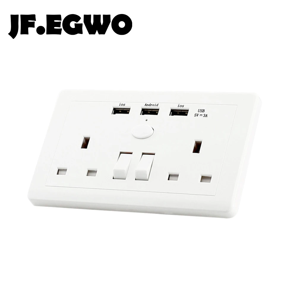 JF.EGWO USB wall socket with switch UK standard plate panel wall