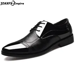 Новые мужские строгие кожаные туфли на шнуровке в стиле пэчворк, модельные туфли наивысшего качества с острым носком, деловые