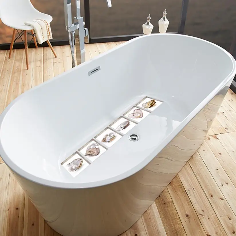 

Home Decor 3D Pearl Shell Creative Bathtub Stickers Bathroom Waterproof Floor Stickers wall sticker Home Deco mirror AU14