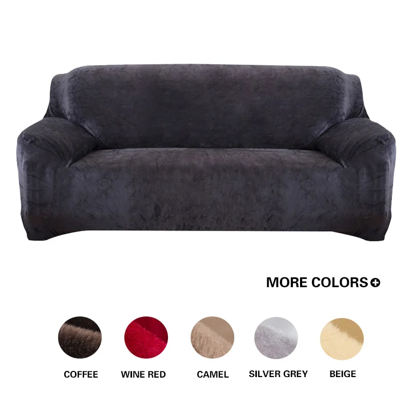 

Grey/Solid Color Plush Sofa Cover Elastic Sofa Slipcover Stretch Couch Cover Corner Sectional L-shape Sofa Cover for Living Room