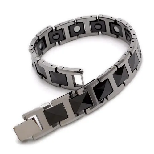 Black Silver Tungsten Magnetic Hemae Mens Bracelet 8 B386 In Black Silver Tungsten Magnetic Hemae Mens Bracelet 8 B386