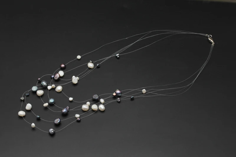 Красивое многослойное жемчужное ожерелье в стиле барокко для женщин, настоящее культивированное черное ожерелье из натурального пресноводного жемчуга, подарок на день рождения