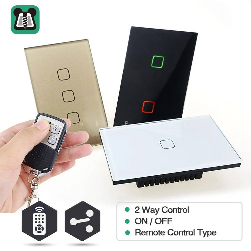 US 2 Way Remote Control Type Wall Light Controller Smart Home Automation Touch Switch Switch