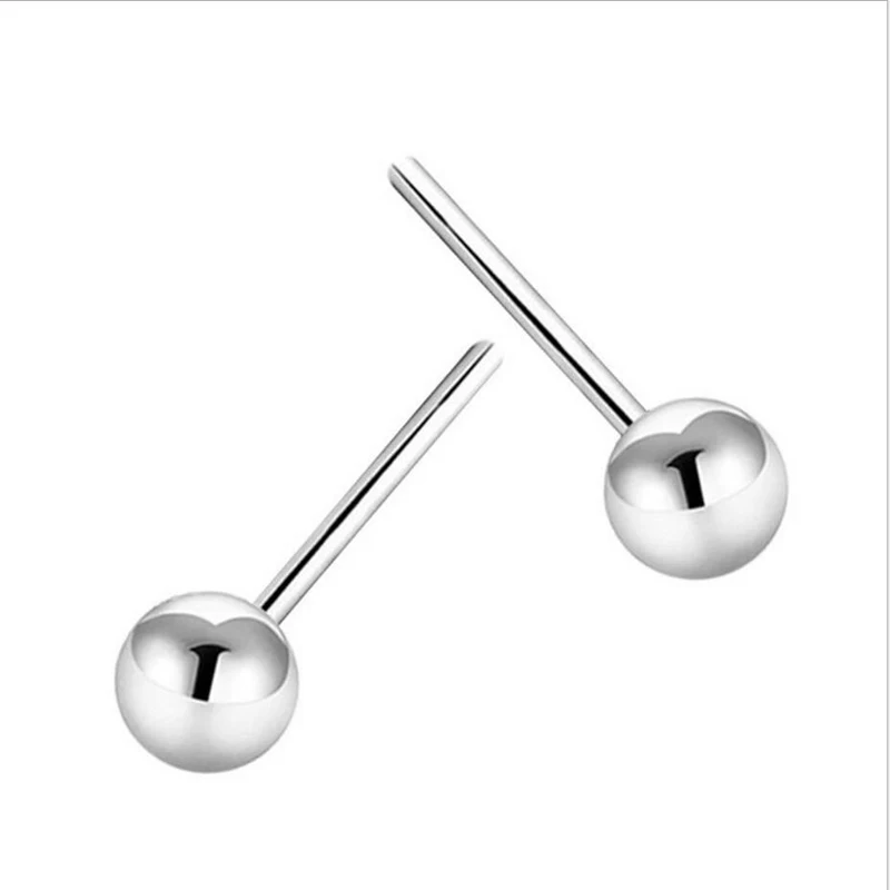 

925 Sterling Silver Jewelry Stud Earrings Small Solid Ball Stud Earring For Women Gift For Girls Teens Lady Ds1331