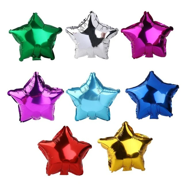 10pcs/pack 10-inch Red Aluminum Foil Star Shaped Balloons, Party Decoration