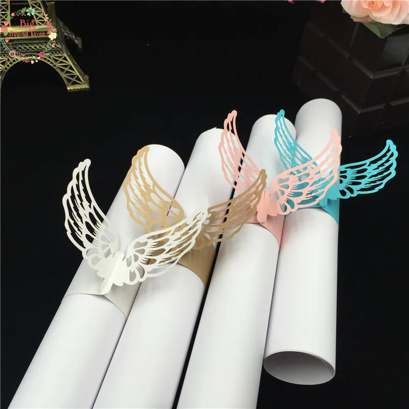 

Big Heard Love 40pcs Angel Wing Laser Cut Napkin Ring Paper Napkin ring Wedding Decoration Party Decoration Party Supplies