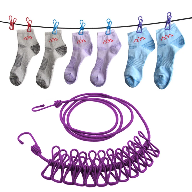 Веревка для одежды, ветрозащитная лента, зажим, переносная, для путешествий, кемпинга, сушильная стойка, тканевые вешалки, домашние носки, нижнее белье, веревка, линия 25