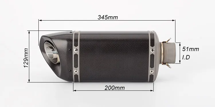 Универсальный 51 мм глушитель выхлопной трубы мотоцикла все углеродного волокна для CBR300 R15 V3 RC390 R3 GSXR