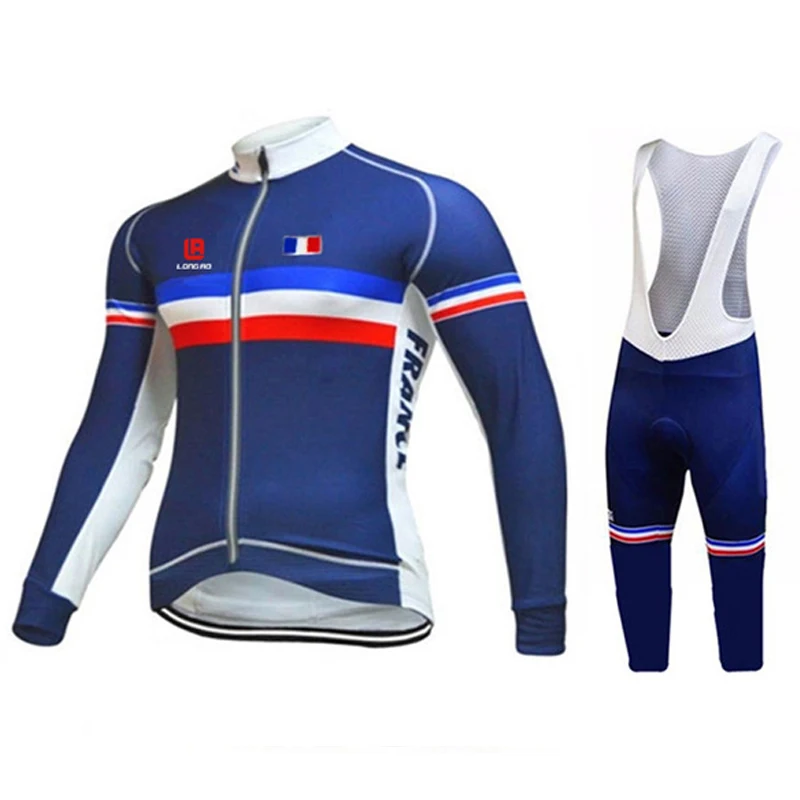 2018 France cycling team blue mens Men's Cycling Jersey Set Mountain