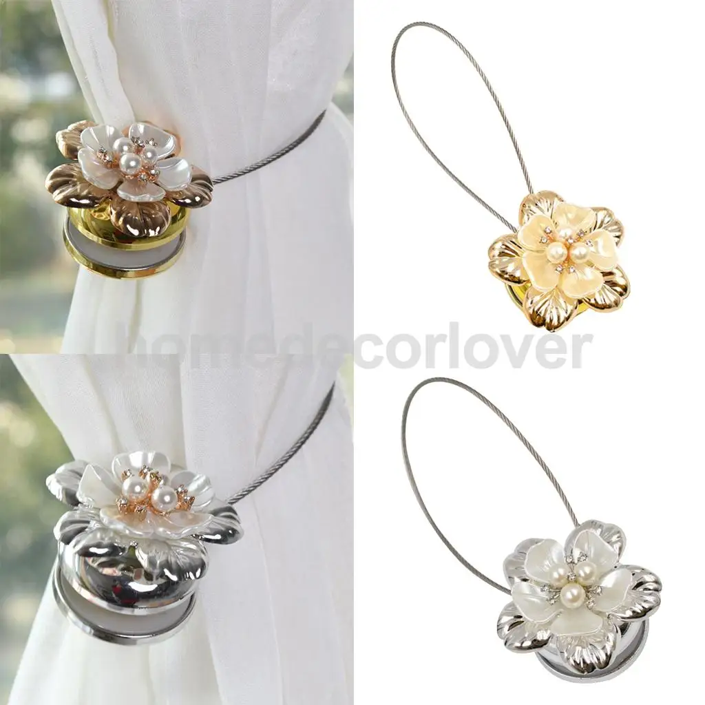 Elegant Flower Curtain Tiebacks, Single Window Drape Voile Tie