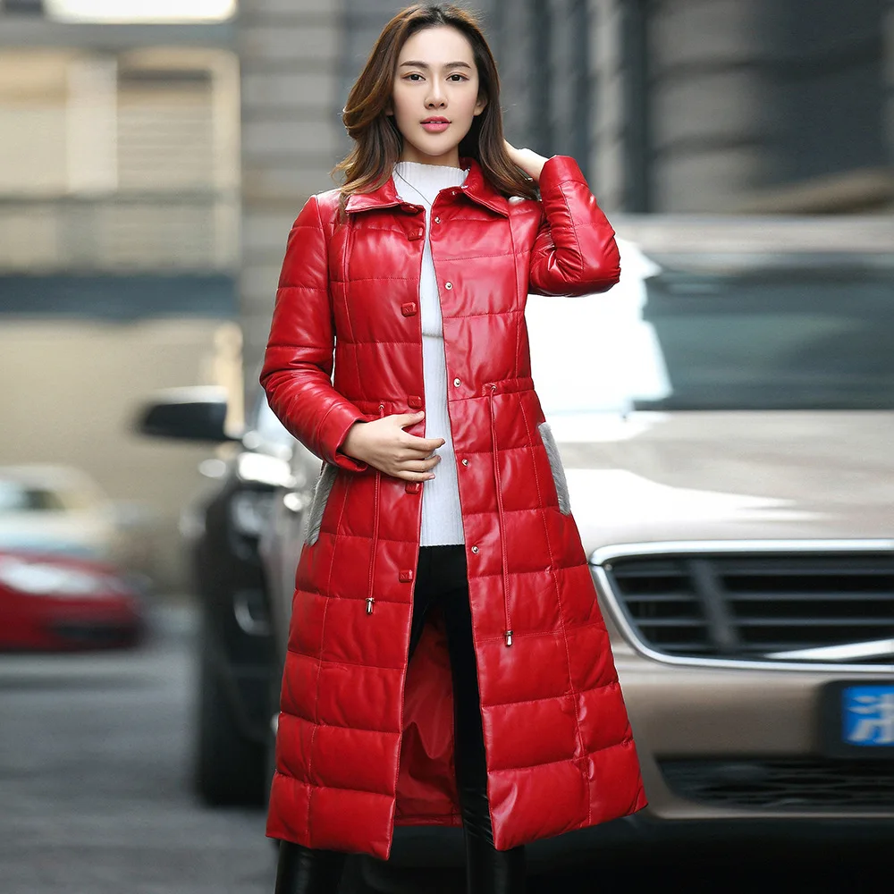 Куртка из натуральной кожи, зимняя женская куртка из натуральной овчины, женский норковый меховой воротник, корейский пуховик, Chaqueta Mujer MY3324