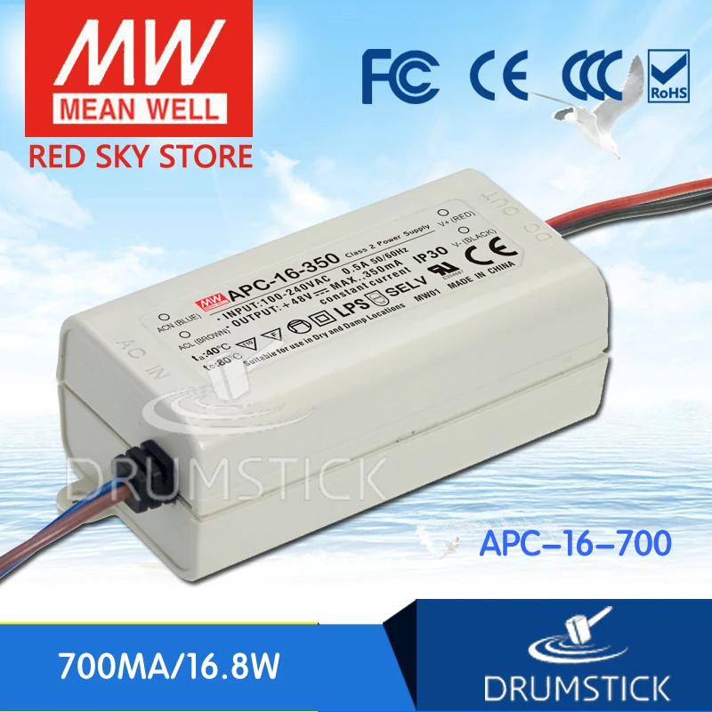 

MEAN WELL APC-16-700 24V 700mA meanwell APC-16 24V 16.8W Single Output LED Switching Power Supply
