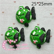 50 шт. зеленый flatback Рыба Смола Кабошон с плоской задней поверхностью для украшения телефона DIY