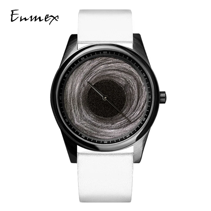 Enmex Индивидуализация специальный дизайн наручные часы 3D черная дыра Креативный дизайн нержавеющая сталь Модные кварцевые часы мужские часы - Цвет: white