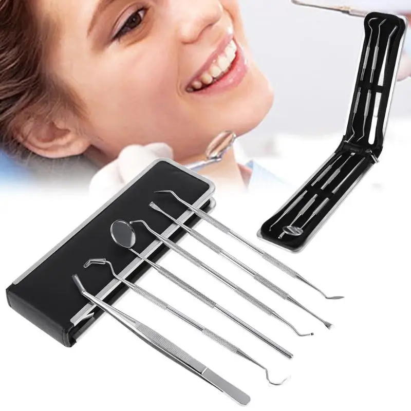 

6pcs Stainless Steel Teeth Whitening Kit Dental Tools Dentists Pick Tool Tooth Scraper Set for Personal & Professional Use