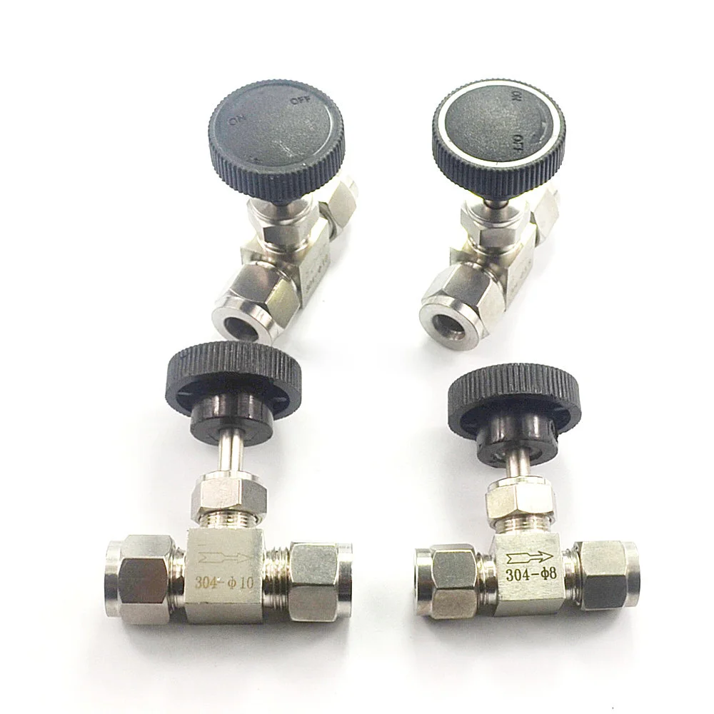 Настраиваемый игольчатый регулятор клапана O.D 3 4 6 8 10 12 мм трубка из нержавеющей стали 304 высокого давления кислотостойкая прямая карта Набор кран