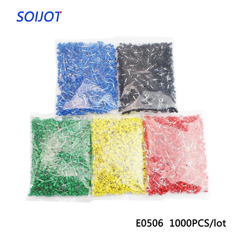 

1000PCS/lot E0506 Tube insulating Insulated terminals 0.5MM2 Cable Wire Connector Insulating Crimp Terminal Connector E-0506