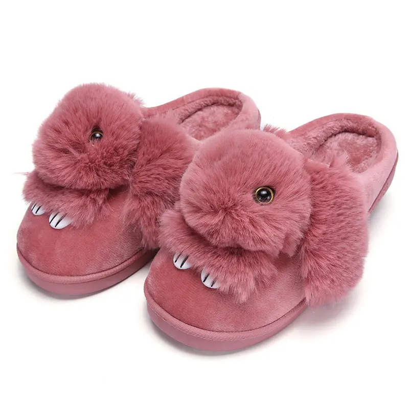 

Women Winter Slippers Ladies Warm Rabbit Animal Prints Indoor Soft Casual Shoes For Women Plush Warm Home Floor Soft Slippers
